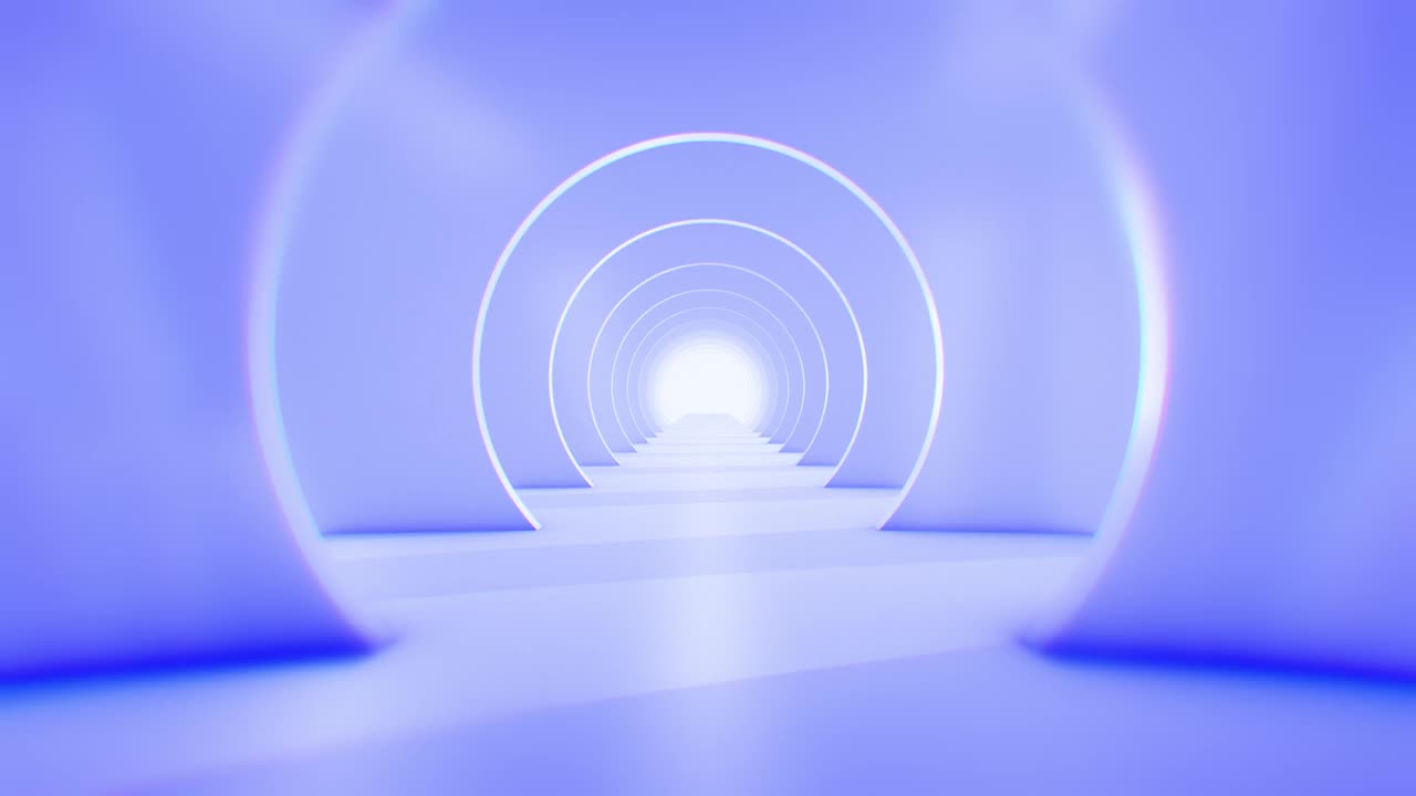 穿越未来派的白色隧道。抽象的3 d动画。照明走廊的概念，室内设计，宇宙飞船，科学，实验室，技术，科学，建筑，工业
