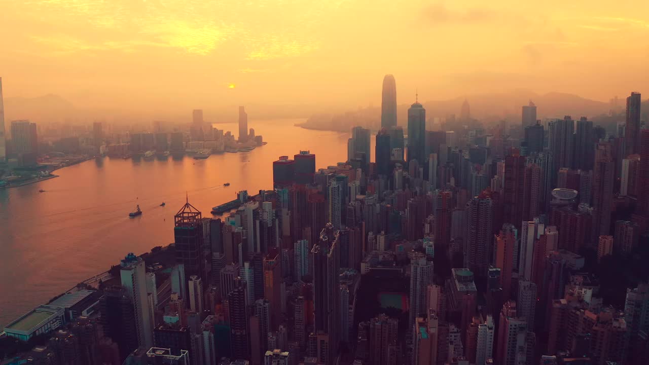 香港-维多利亚港日落，中国