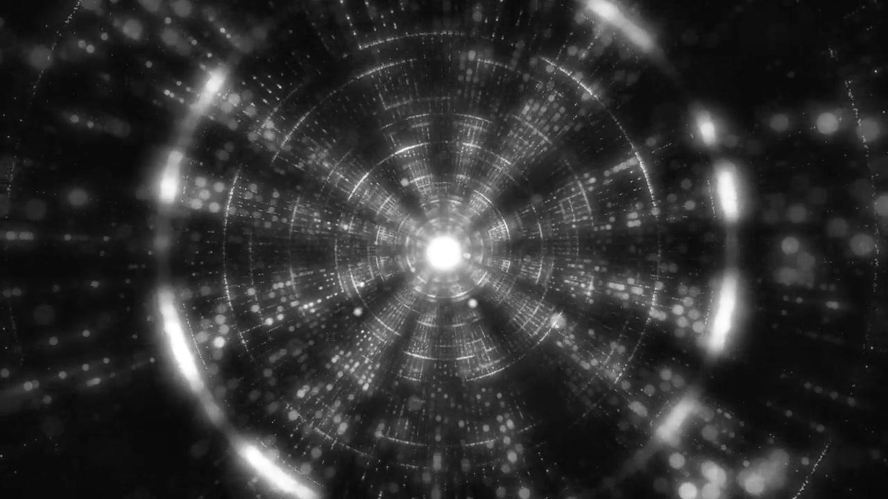 详情图-现代粒子抽象圆形隧道，飞行通过发光变焦圆形创建隧道，现代彩色照明(可循环)