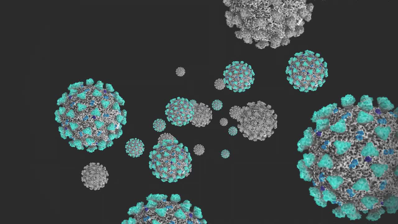 新冠病毒3D动画概念(SARS-CoV-2)