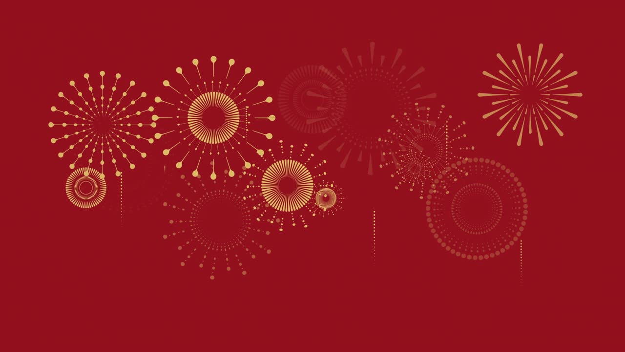 詳情圖-中國(guó)新年的背景與金色的煙花。