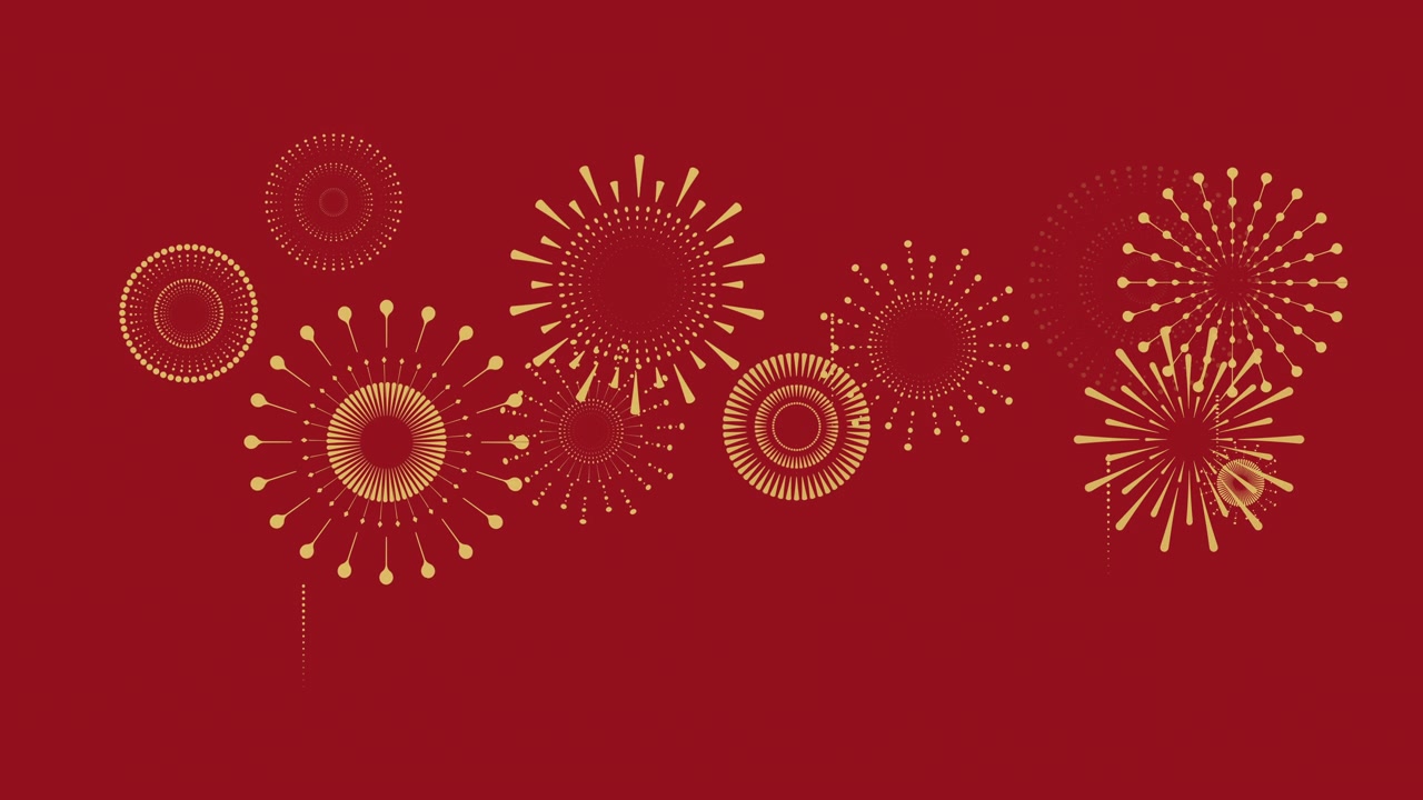詳情圖-中國(guó)新年的背景與金色的煙花。