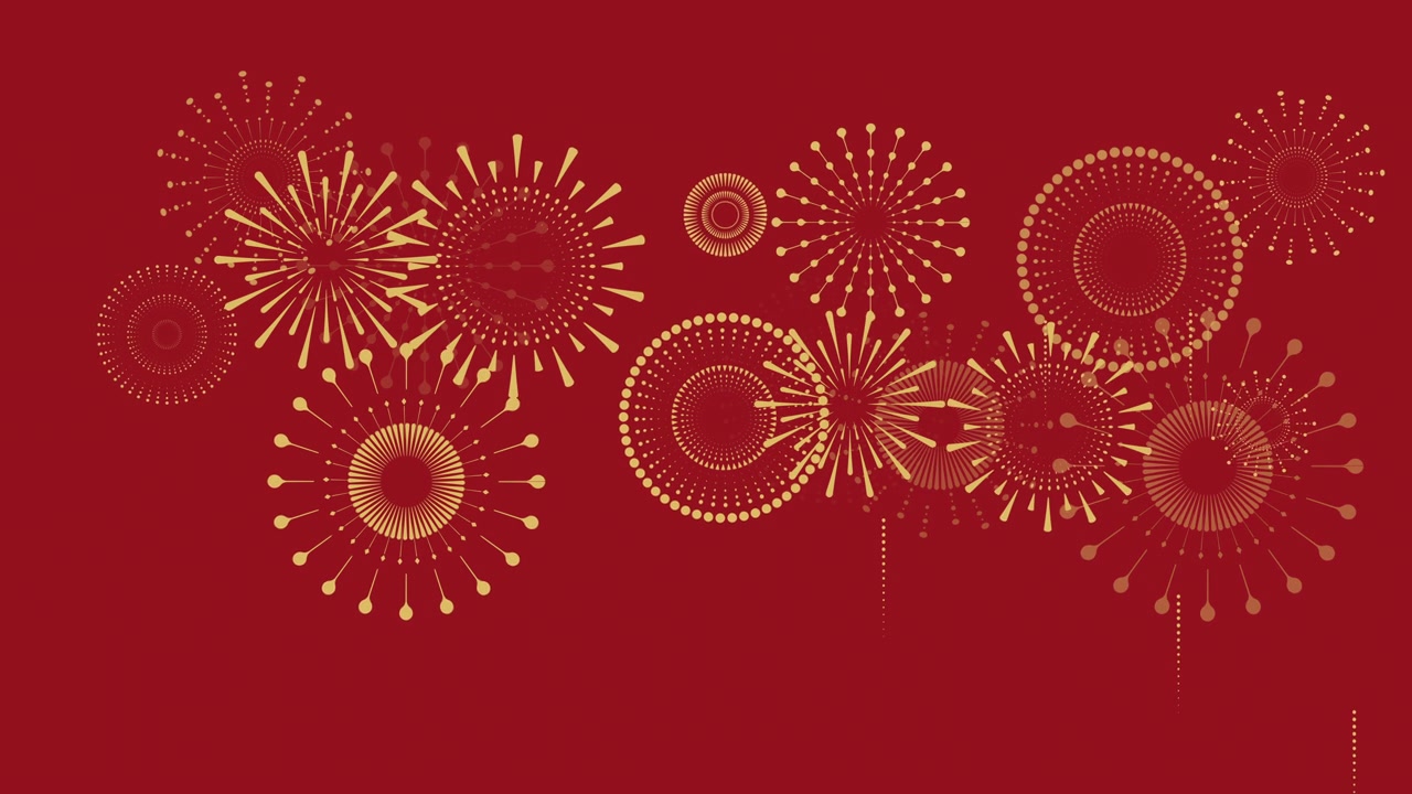 詳情圖-中國(guó)新年的背景與金色的煙花。