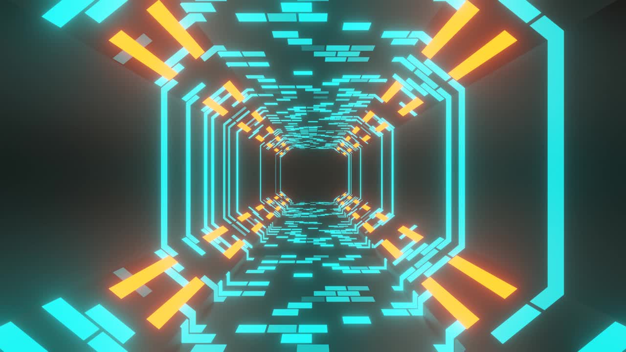 3 d动画。80年代的复古风格。20世纪80年代蓝色霓虹灯银河水平线的4k视频。无缝循环背景抽象运动动画形状线。未来网络朋客的城市。