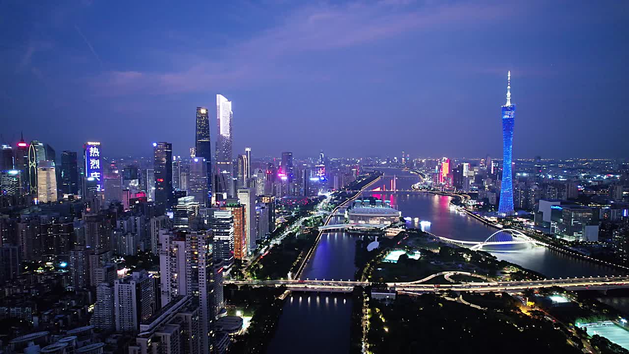 现代都市广州珠江新城夜城