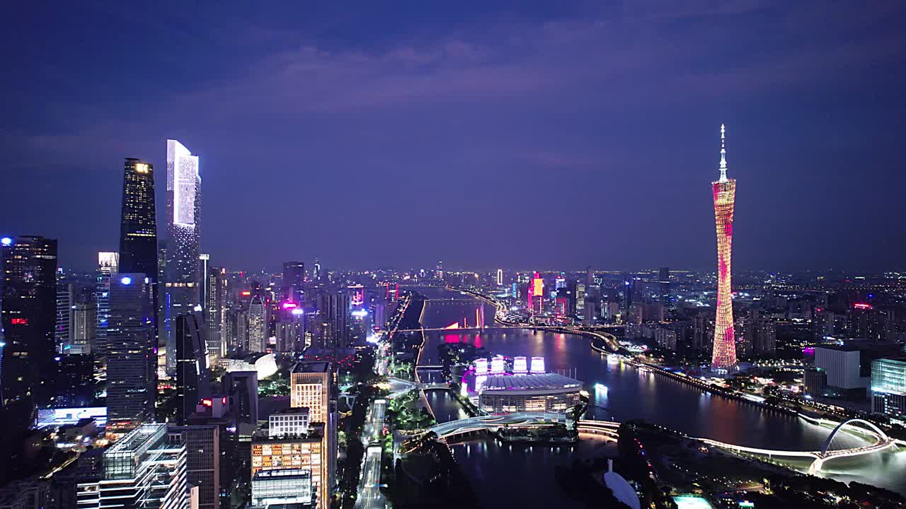 现代都市广州珠江新城夜城