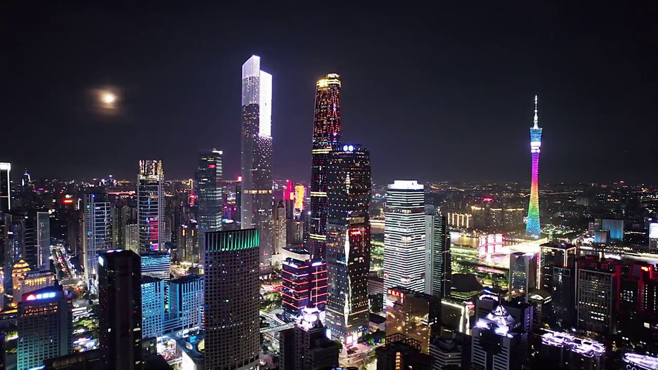 现代都市广州珠江新城夜城