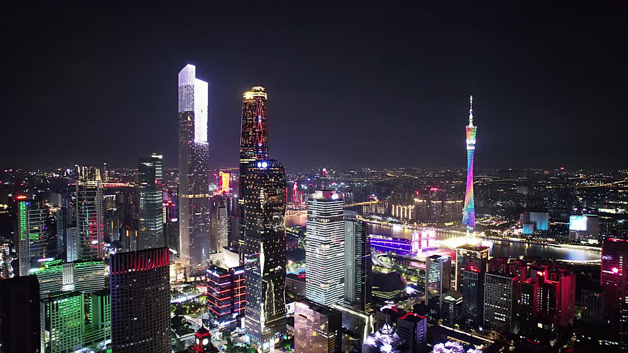 现代都市广州珠江新城夜城