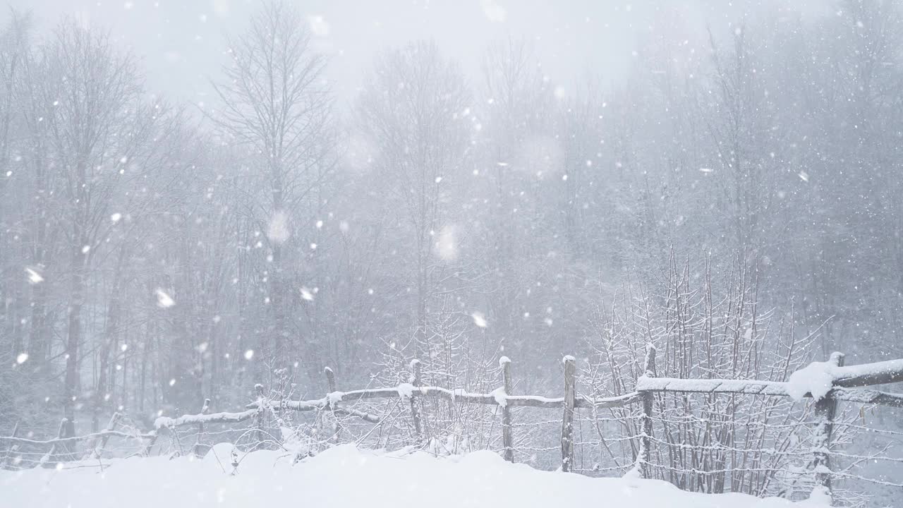 4k视频圣诞雪新年快乐背景