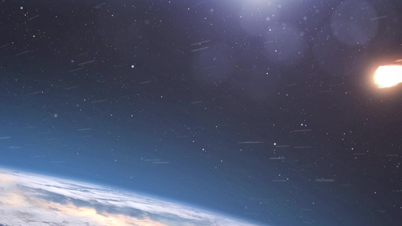 詳情圖-流星小行星在大氣層中燃燒地球，逼真的視覺(jué)
