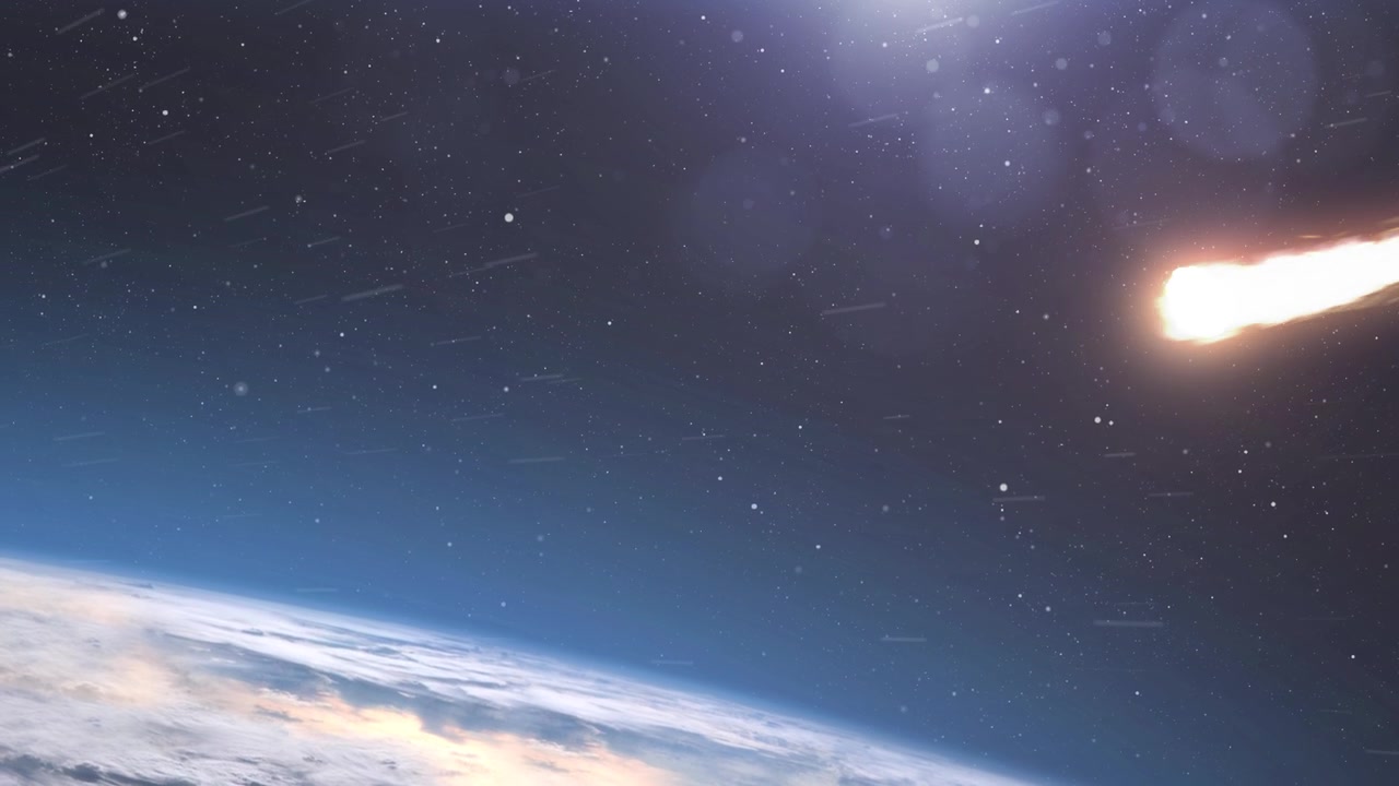 詳情圖-流星小行星在大氣層中燃燒地球，逼真的視覺(jué)