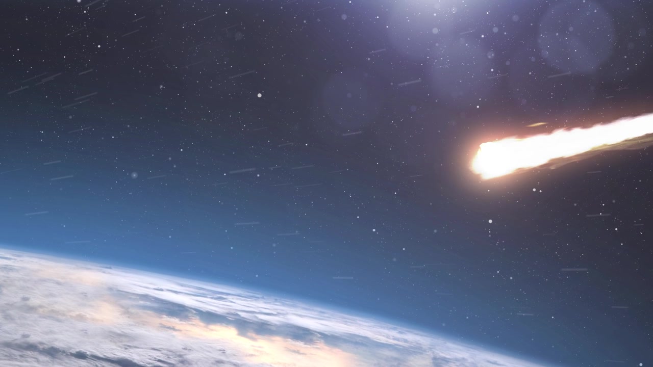 詳情圖-流星小行星在大氣層中燃燒地球，逼真的視覺(jué)