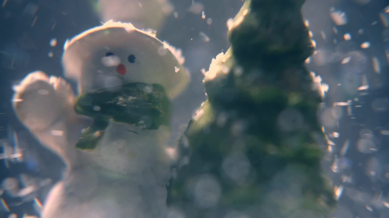 圣诞雪球慢镜头，特写