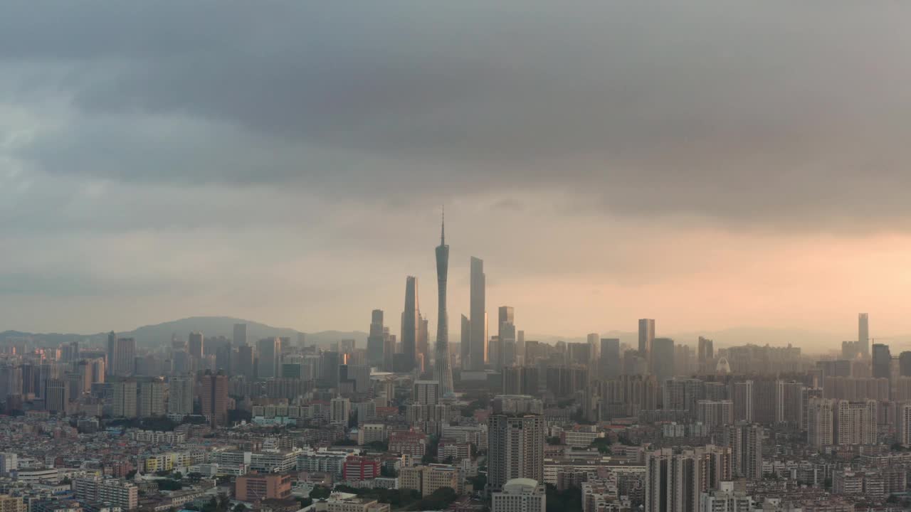广州中央商务区建筑天际线4k视频，中国城市景观