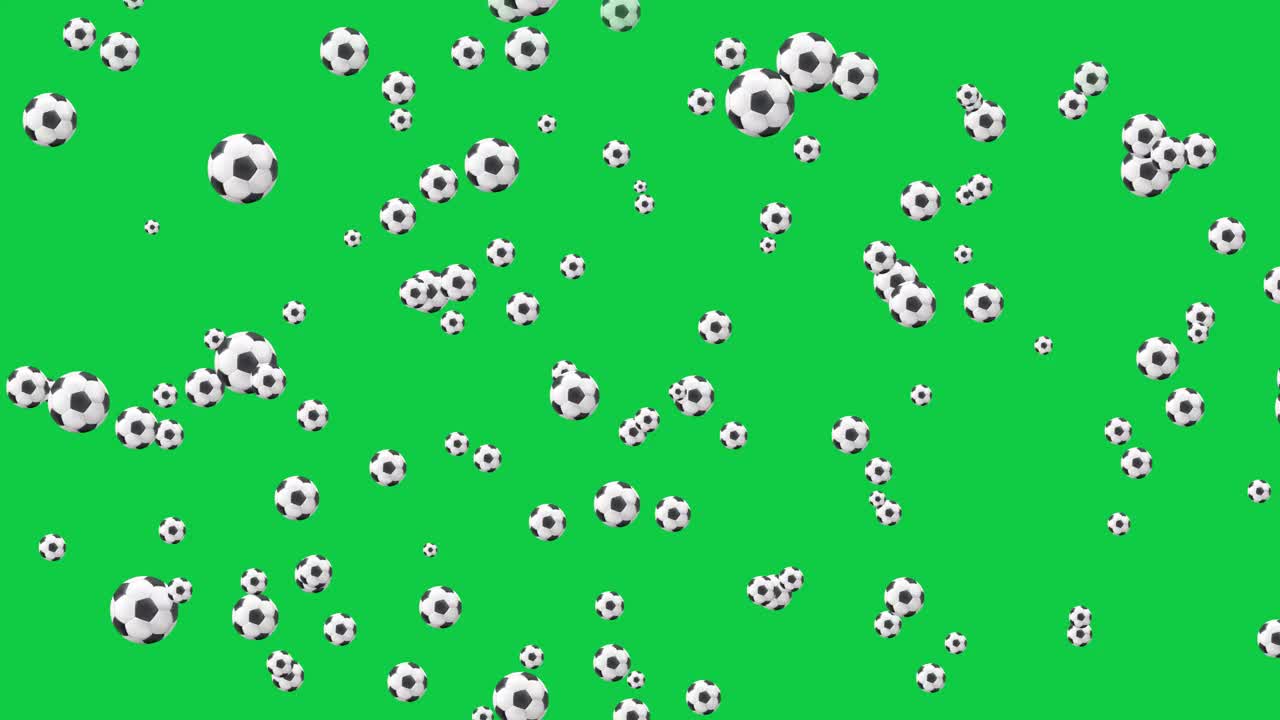 足球或足球粒子动画背景视频-适合体育和足球主题内容-包括绿色屏幕的色度键控和覆盖Alpha通道