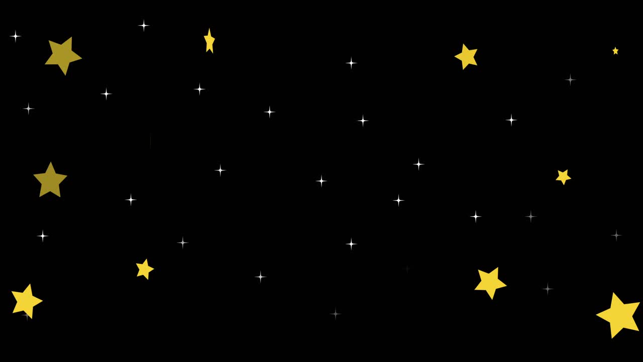 圣诞节的动画金色的星星闪烁在黑色的背景