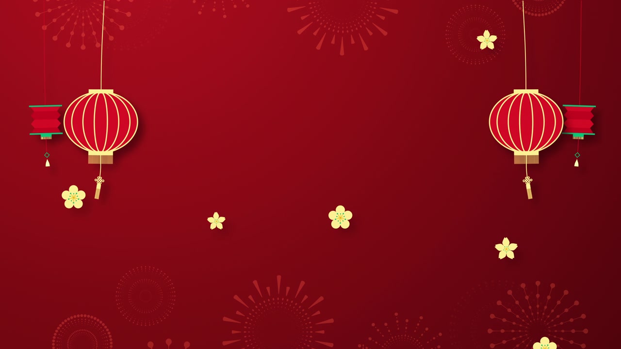 详情图-中国新年背景以中国装饰元素和樱花烟花。概念节日横幅，中国新年庆祝背景装饰。