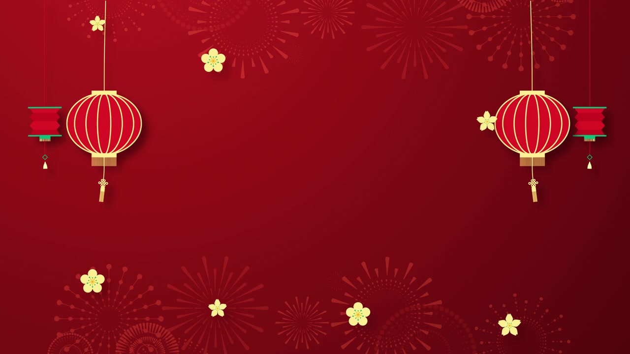 详情图-中国新年背景以中国装饰元素和樱花烟花。概念节日横幅，中国新年庆祝背景装饰。