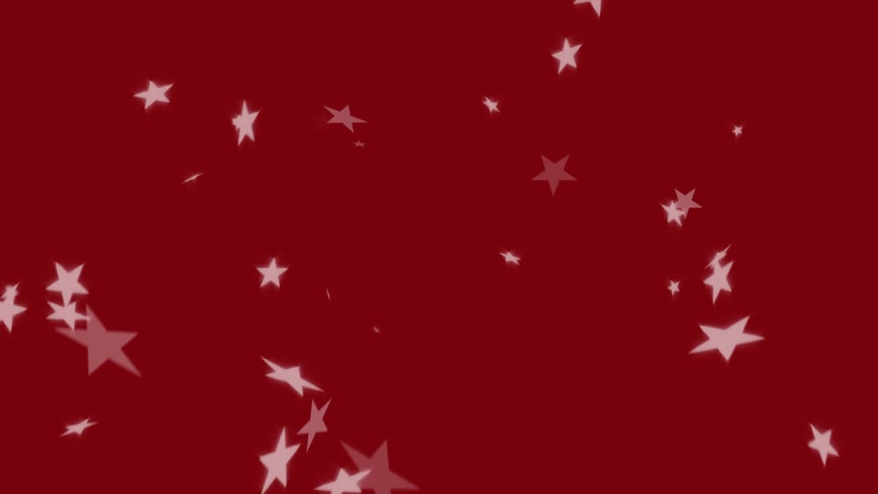金色的新年动画文字，以白色的星星和红色的烟花为背景