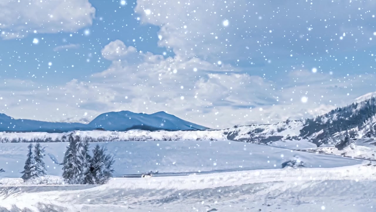 詳情圖-冬天的仙境和下雪的圣誕風(fēng)景。冰封的湖在雪山和樹(shù)木覆蓋的雪作為假日的背景