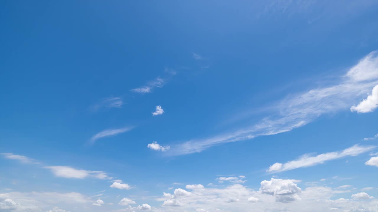 时间推移，全景清晰的蓝天和云，云与背景。