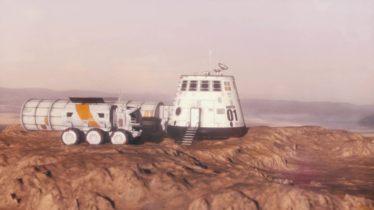 火星基地和漫游者建立第一個鏡頭