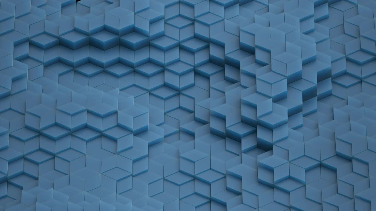 蓝色抽象几何背景无缝循环3D渲染动画