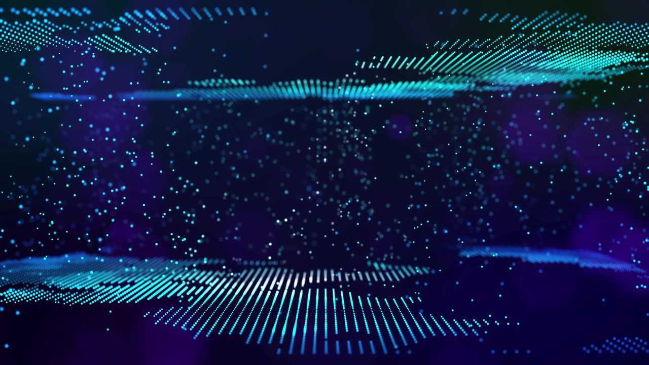 詳情圖-藍(lán)色數(shù)據(jù)流3d,bg作為數(shù)字空間。藍(lán)色高科技背景與發(fā)光粒子形成復(fù)雜的結(jié)構(gòu)?？苹帽尘案呖萍夹畔⒘鞲拍睿瑓^(qū)塊鏈，數(shù)據(jù)科學(xué)。景深
