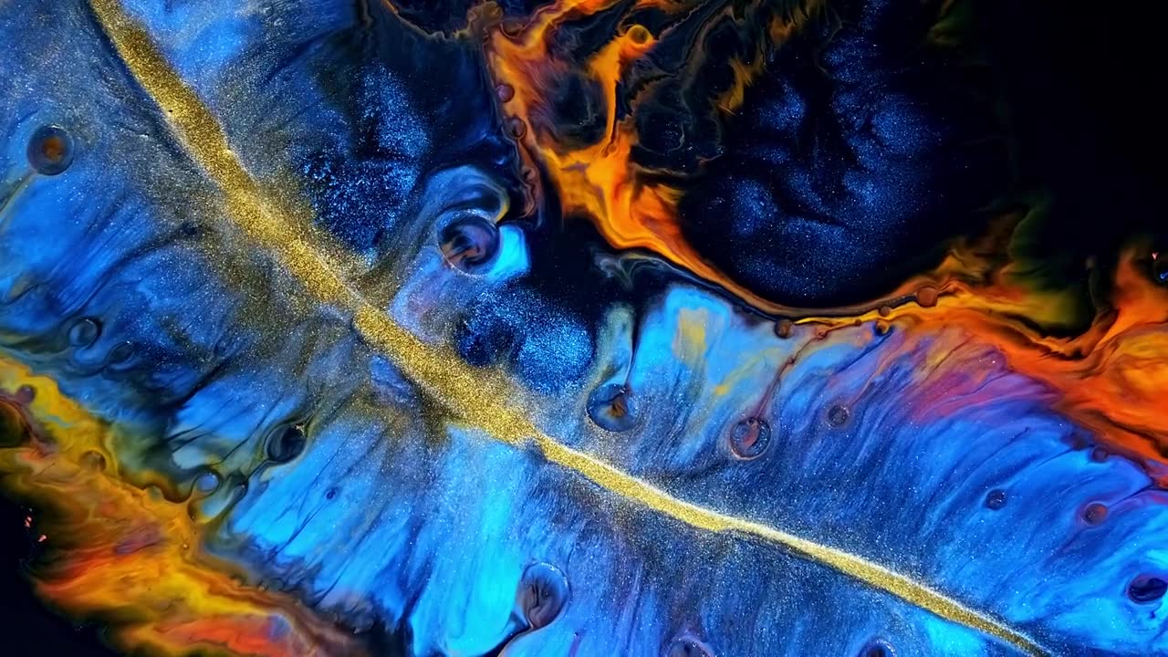 详情图-摘要Grunge颜色油墨涂料蔓延爆炸背景。
