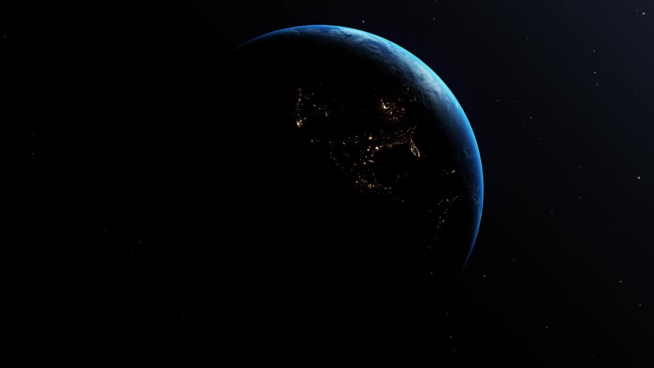 2022年1月日历出现在地球上，在黑色的恒星背景下，外层空间旋转