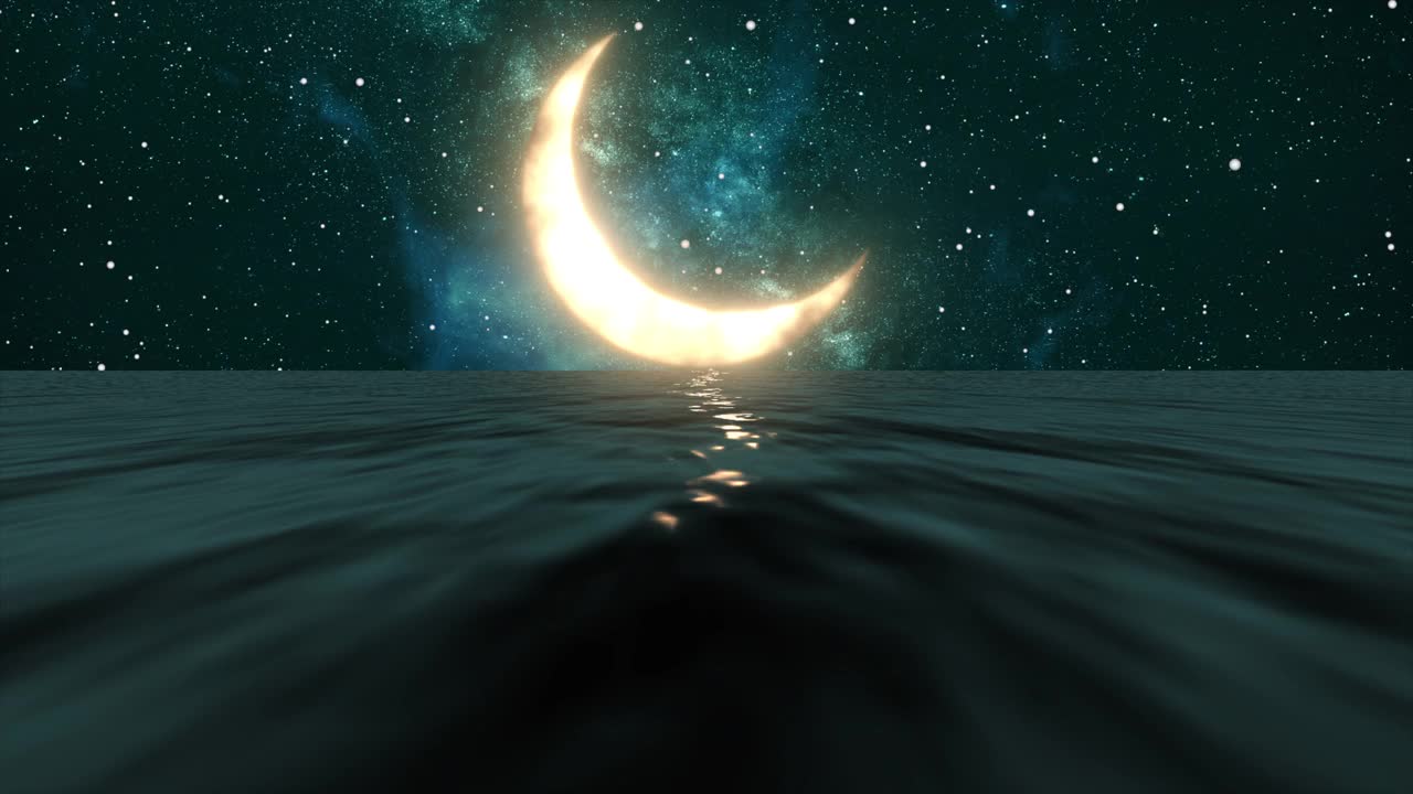梦幻海洋之夜与月牙