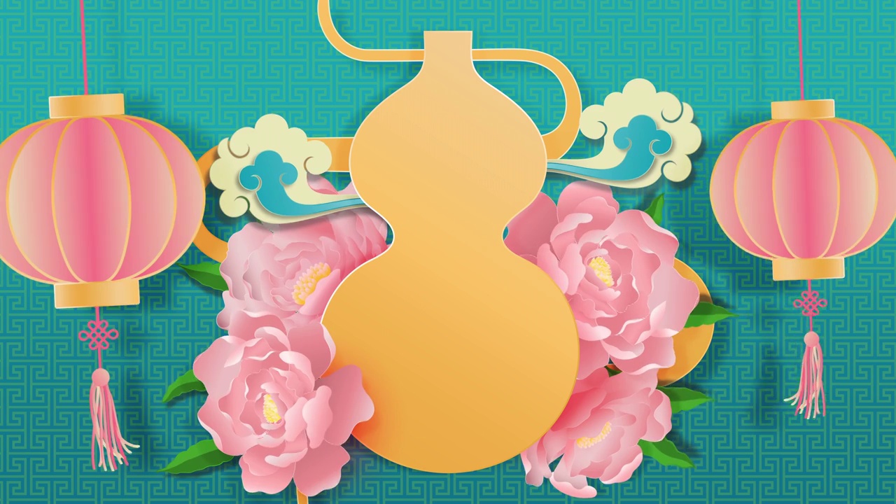 东方风格的运动图形与空白的中间为农历新年的概念