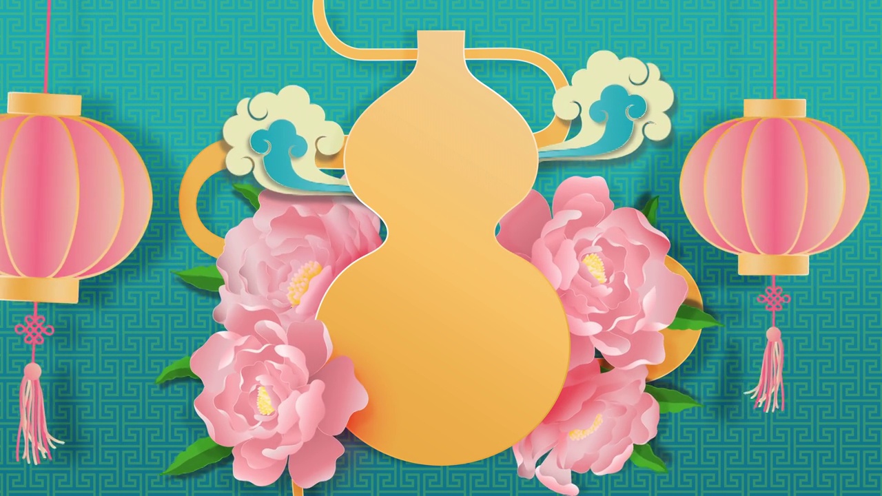 詳情圖-東方風(fēng)格的運(yùn)動(dòng)圖形與空白的中間為農(nóng)歷新年的概念