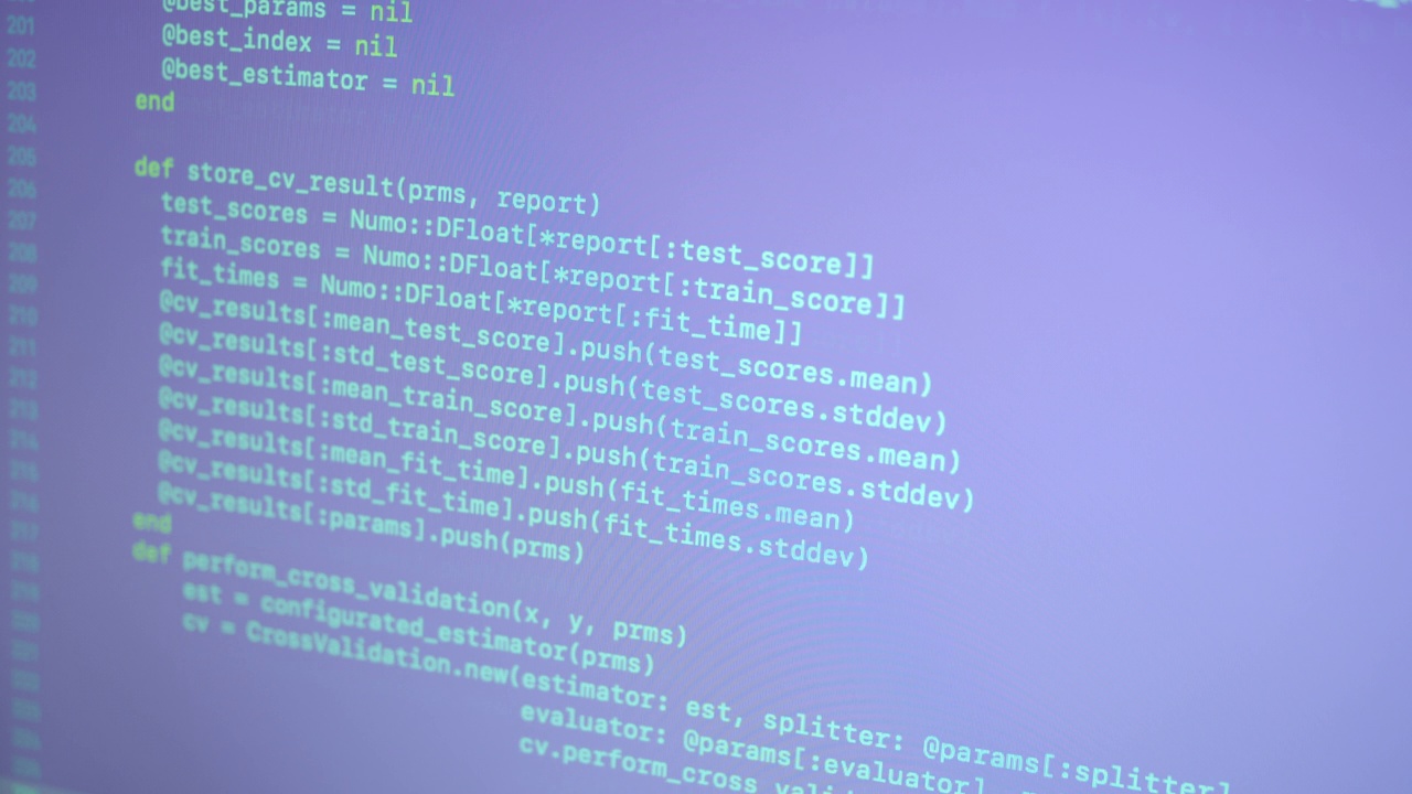 Ruby机器学习屏幕上滚动和打字的源代码