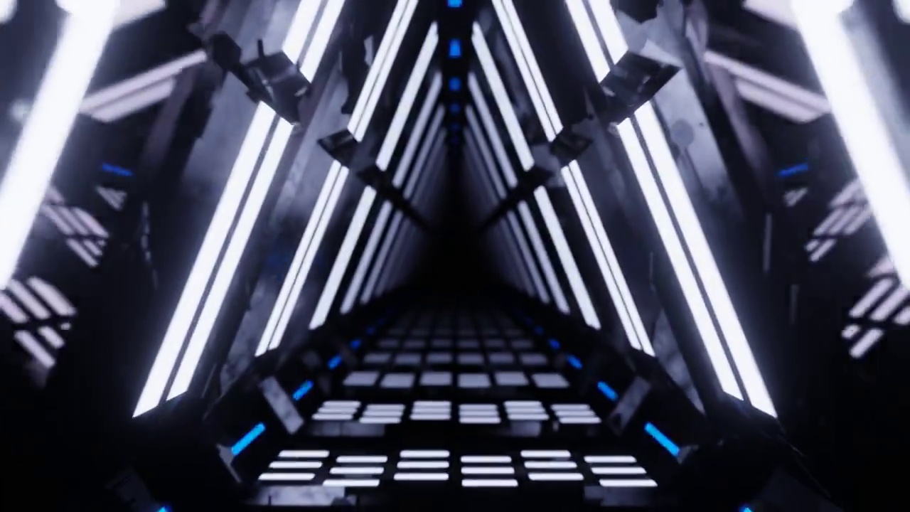 詳情圖-摘要:科幻科技中的外太空三角霓虹隧道