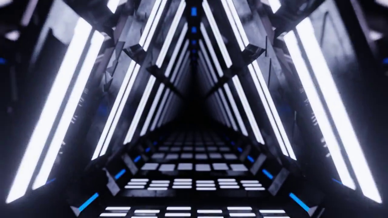 詳情圖-摘要:科幻科技中的外太空三角霓虹隧道