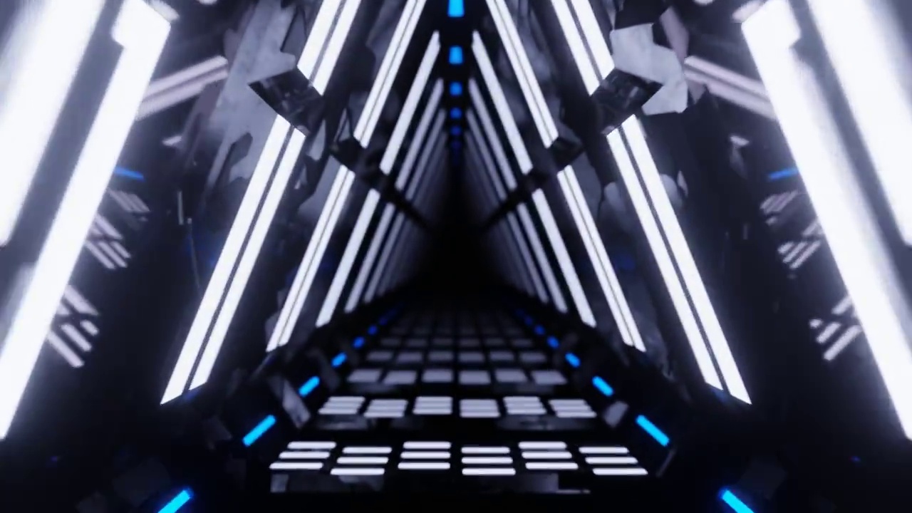 詳情圖-摘要:科幻科技中的外太空三角霓虹隧道