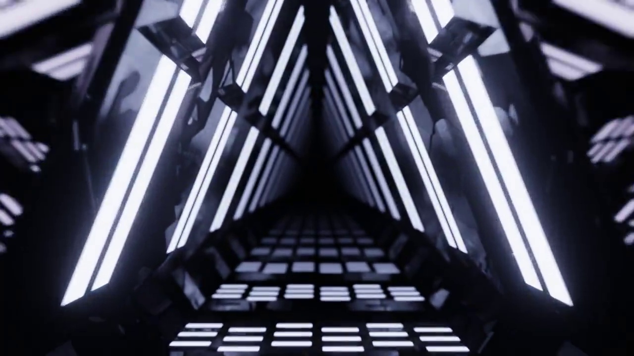 詳情圖-摘要:科幻科技中的外太空三角霓虹隧道