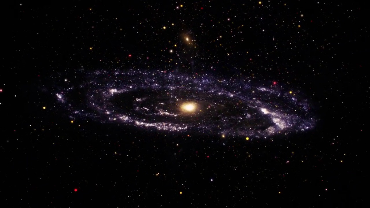 详情图-无缝循环太空旅行探索星云天空到螺旋星系。4K,3D呈现太空探索旅程飞行穿过恒星场到美丽的螺旋星系背景。科幻宇宙太空飞行。
