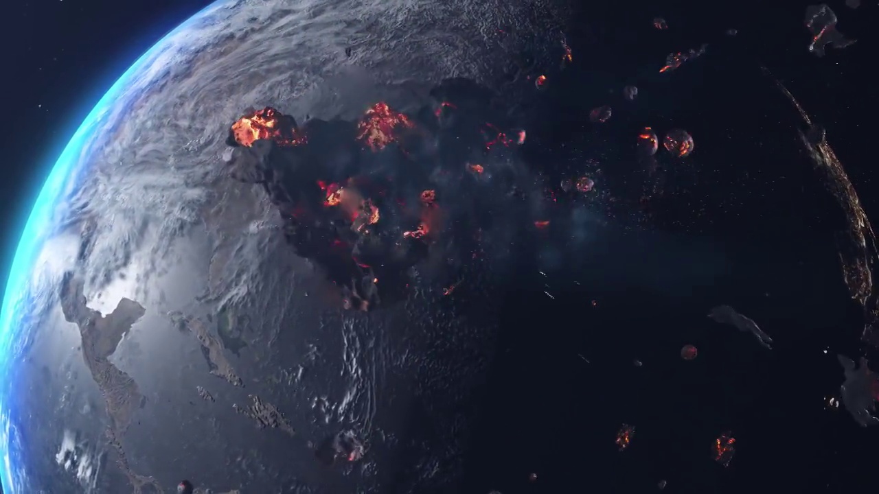 詳情圖-巨大的小行星隕石指向地球