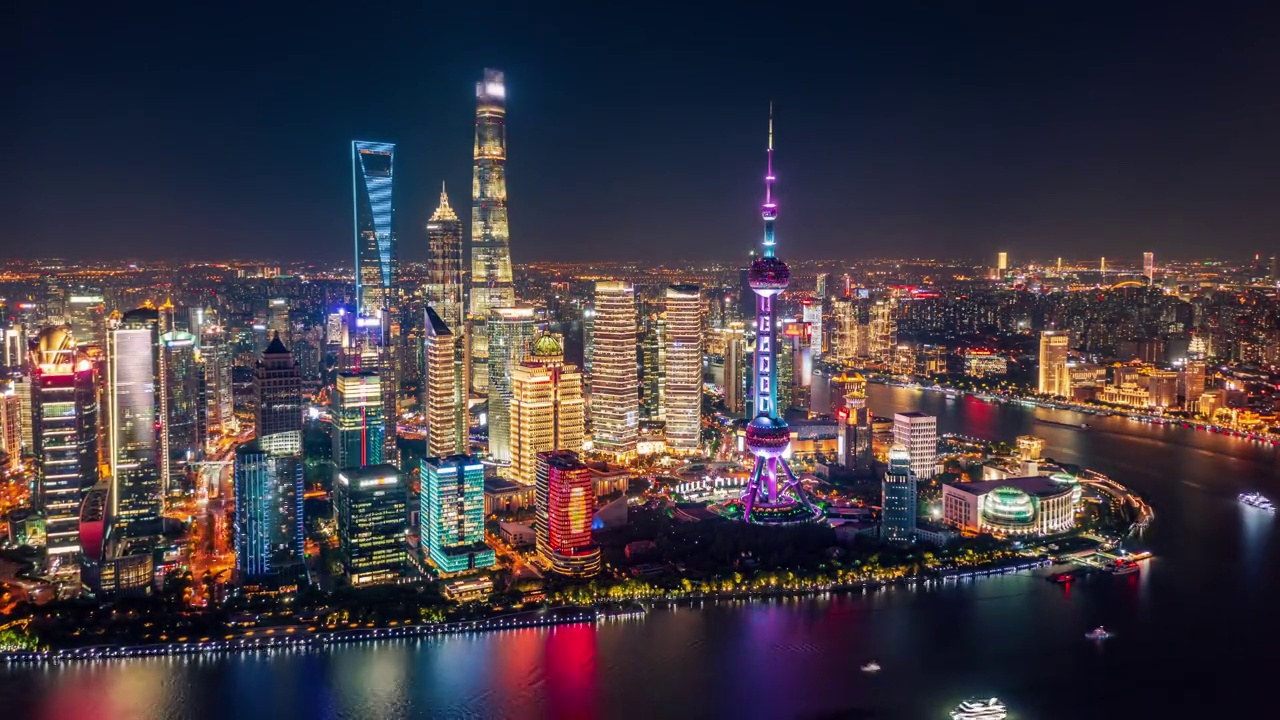 詳情圖-中國上海陸家嘴金融區(qū)夜景鳥瞰圖。