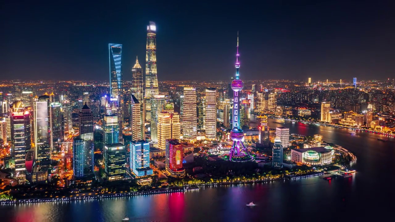 詳情圖-中國上海陸家嘴金融區(qū)夜景鳥瞰圖。