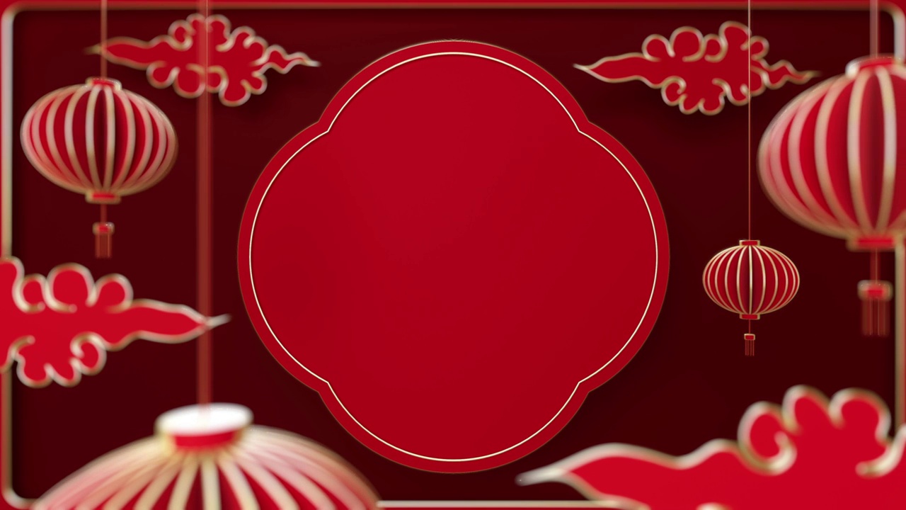 詳情圖-中國新年，從藝術(shù)紙上剪出的動畫元素，燈籠和工藝風(fēng)格的亞洲元素。循環(huán)動畫很容易。新年快樂。