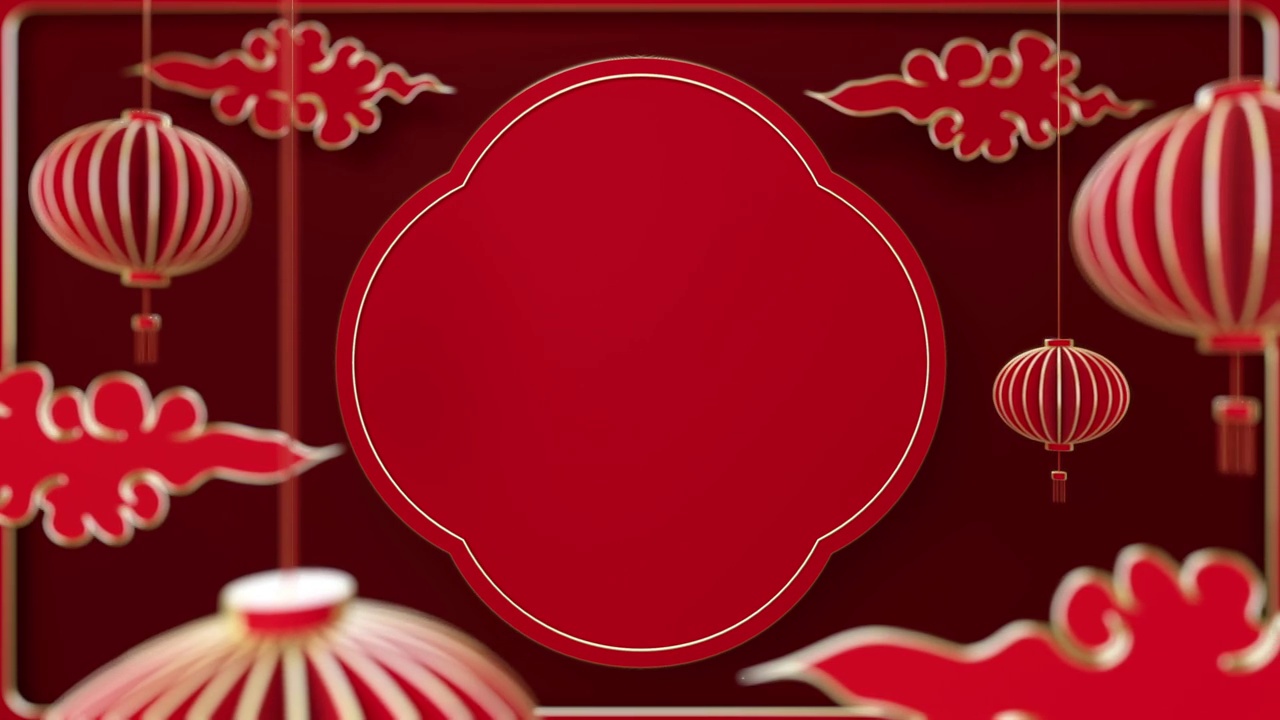 詳情圖-中國新年，從藝術(shù)紙上剪出的動畫元素，燈籠和工藝風(fēng)格的亞洲元素。循環(huán)動畫很容易。新年快樂。