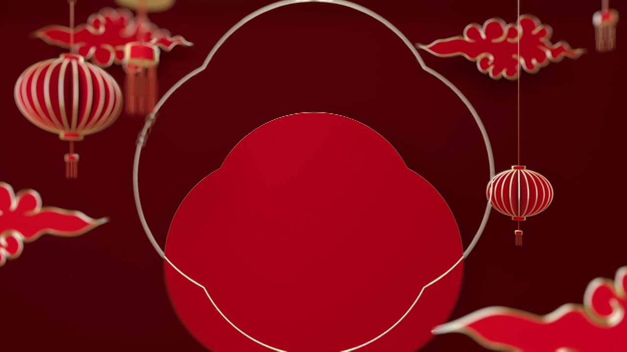 詳情圖-中國新年，從藝術(shù)紙上剪出的動畫元素，燈籠和工藝風(fēng)格的亞洲元素。循環(huán)動畫很容易。新年快樂。