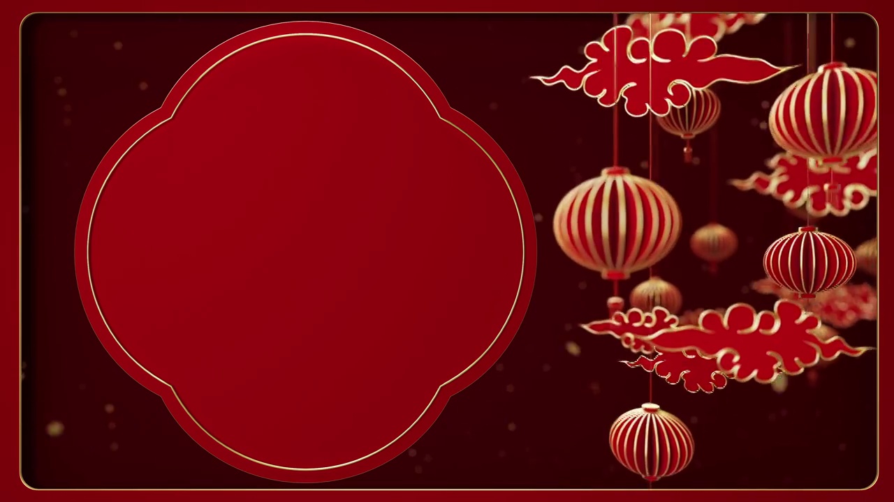 中国新年，从艺术纸上剪出的动画元素，灯笼和工艺风格的亚洲元素。循环动画很容易。新年快乐。