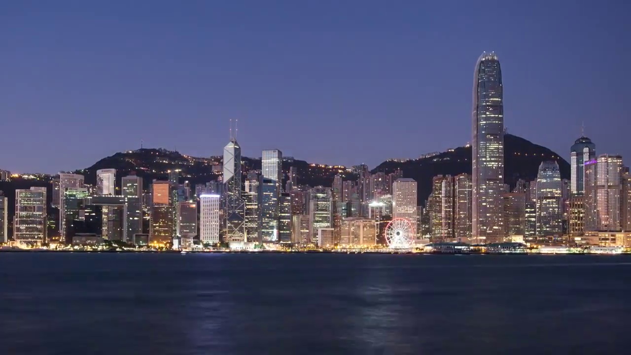 香港从白天到黑夜的时间推移