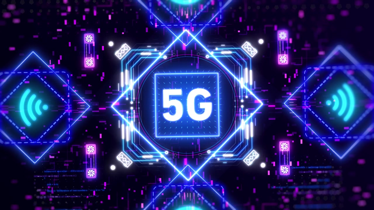 詳情圖-移動互聯網的5G網絡。霓虹燈界面概念動畫