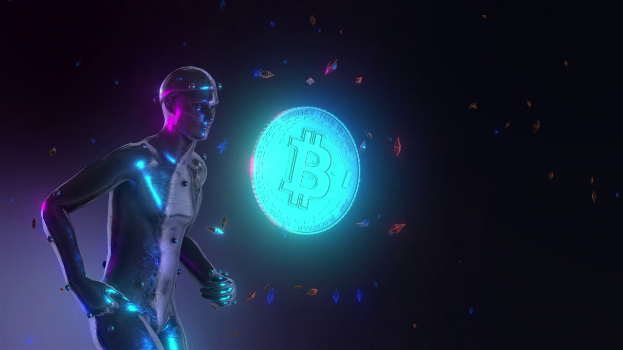 运行AI, NFT，加密货币和元宇宙的概念背景