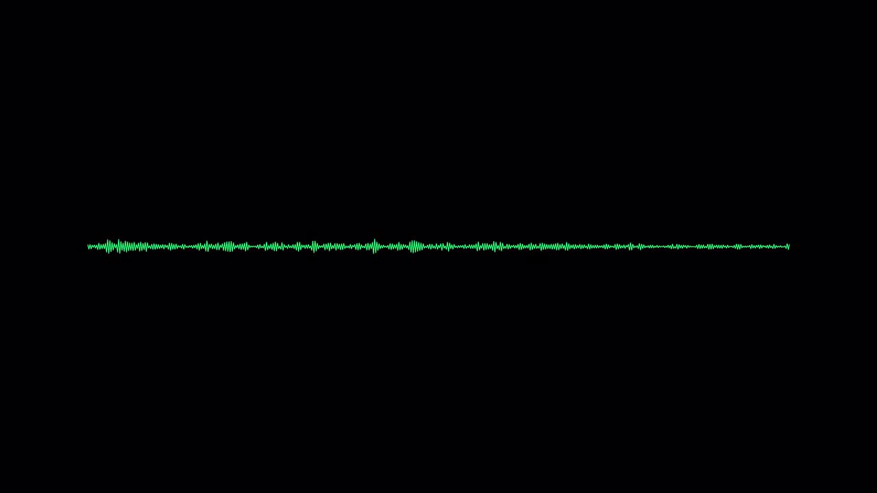 绿色数字音频均衡器。透明背景下的音频频谱模拟。可循环的脉动声音可视化效果。数字背景与alpha频道。4 k